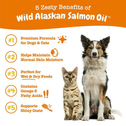 Pure Wild Alaskan Salmon Oil Liquid Food Supplement for Dogs or Cats, 16 Fl Oz