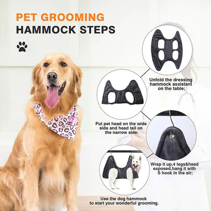 Portable Pet Dog Cat Grooming Hanging Hammock Harness Breathable Groom Helper US