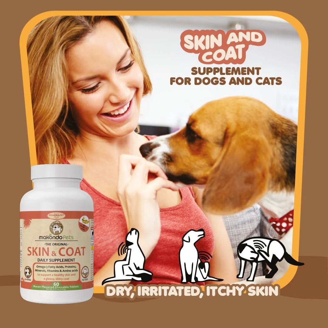 Skin and Coat Supplement with Fish Oil and Omega 3 for Dogs and Cats Dog Itch