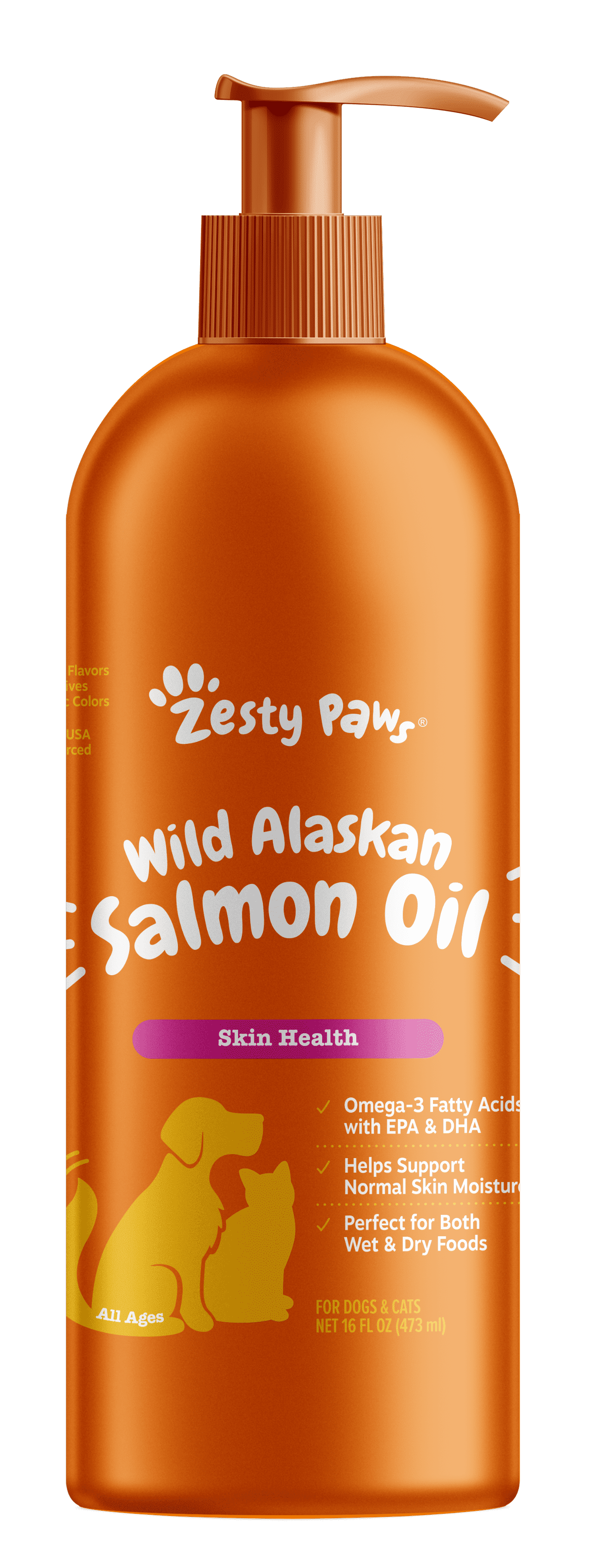 Pure Wild Alaskan Salmon Oil Liquid Food Supplement for Dogs or Cats, 16 Fl Oz