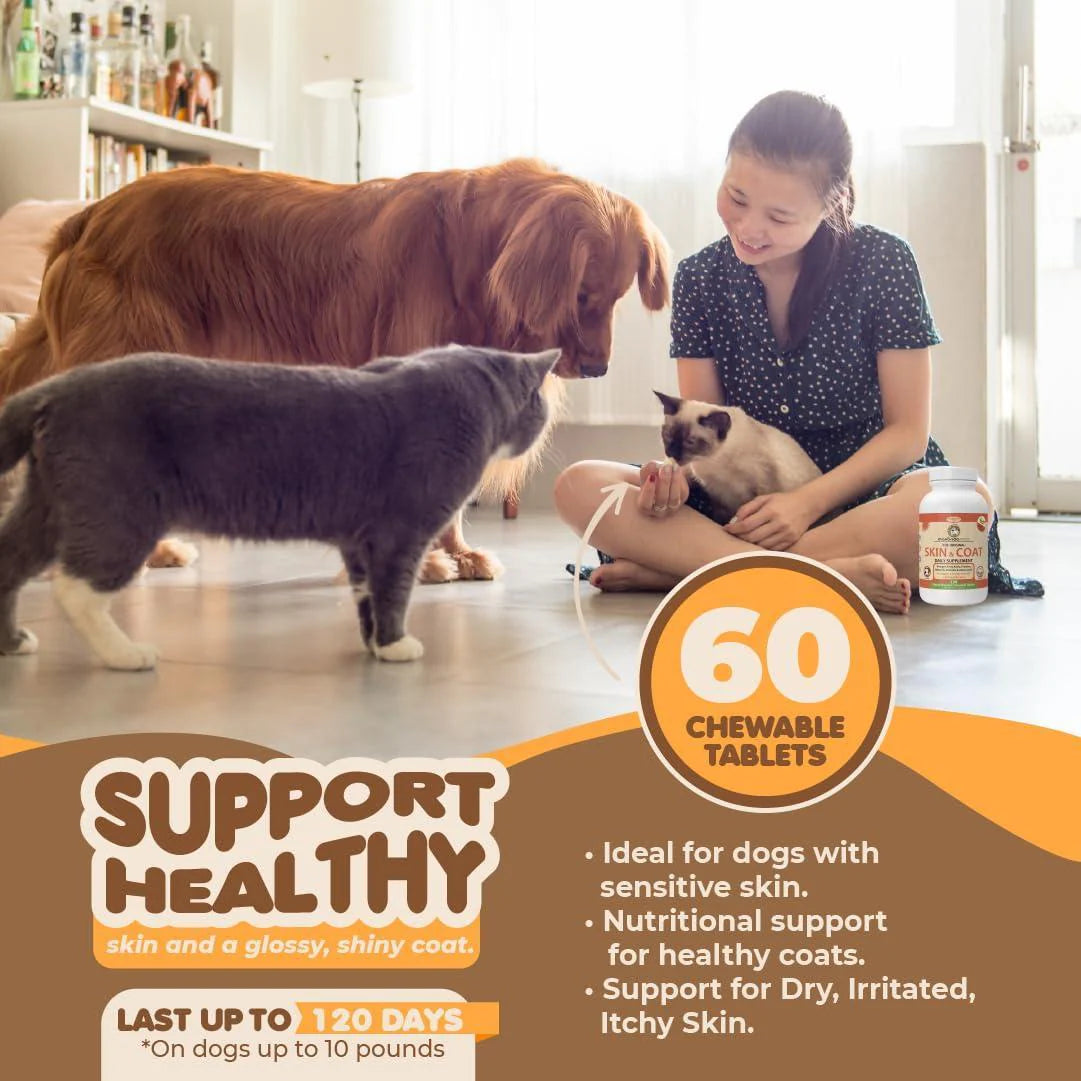 Skin and Coat Supplement with Fish Oil and Omega 3 for Dogs and Cats Dog Itch