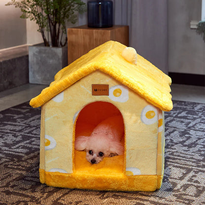 Foldable Dog House Pet Cat Bed Winter Dog Villa Sleep Kennel Removable Nest Warm Enclosed Cave Sofa Pets Supplies